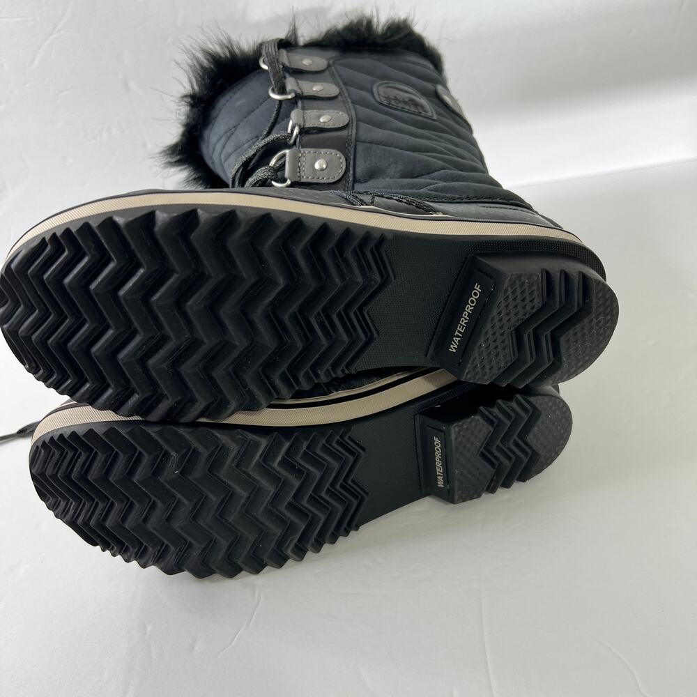 Sorel girls Faux Fur Tofino II Black Waterproof Winter Snow Boot Sz 4 - Picture 8 of 9